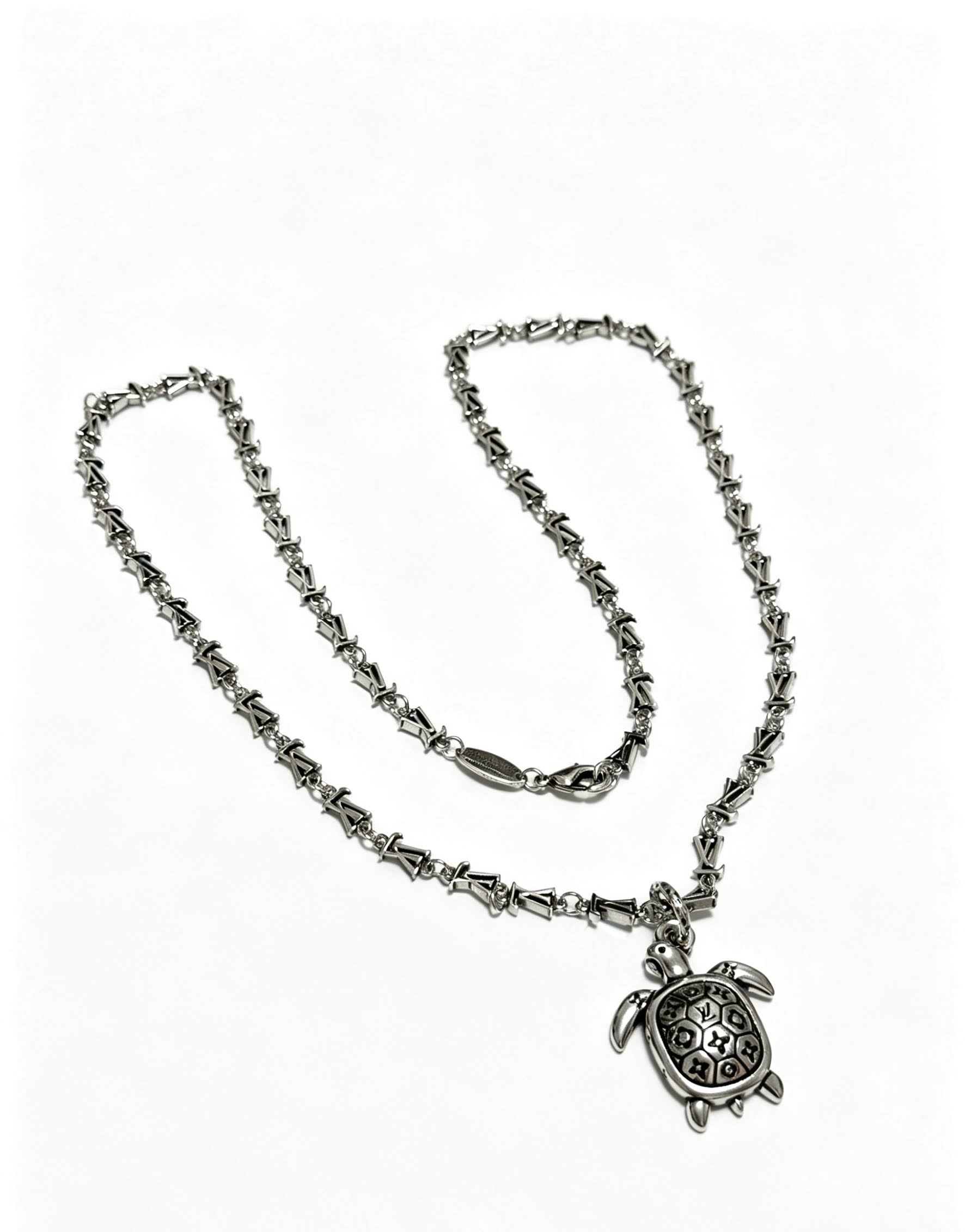 Louis Vuitton Silver Turtle Pendant Necklace